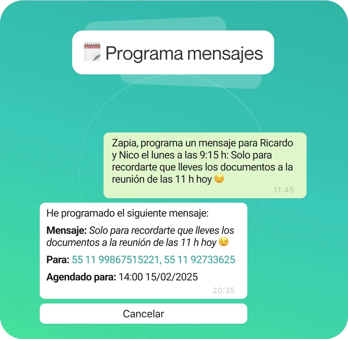 Cómo funciona la programación de mensajes en WhatsApp usando Zapia