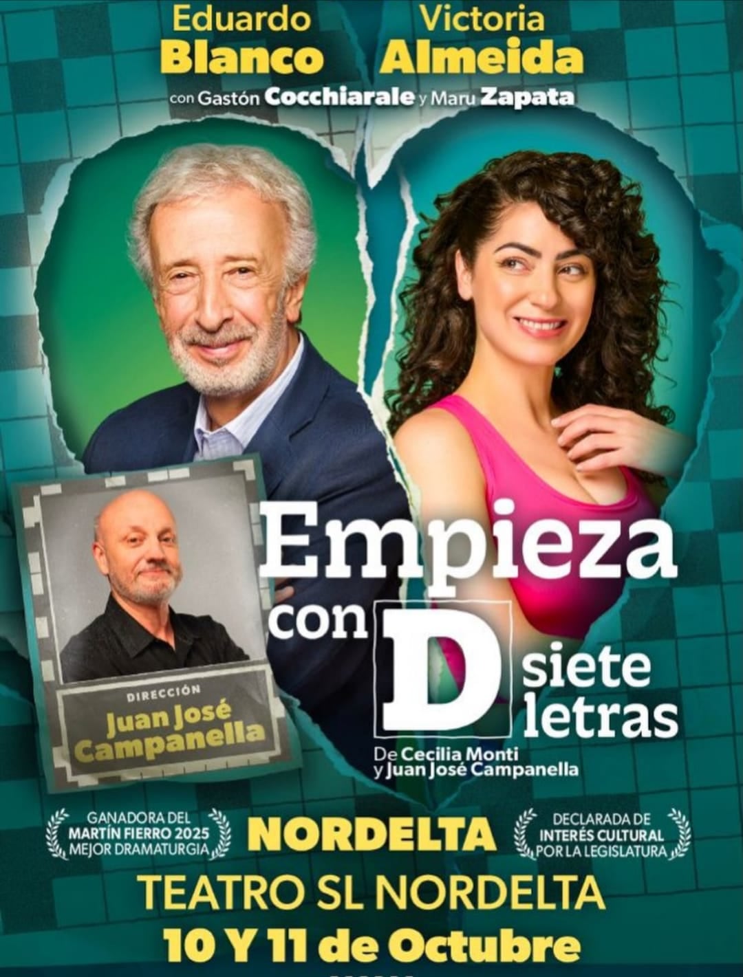 Los días 10 y 11 de octubre se inaugurará el teatro mediante las dos únicas
funciones de Empieza con D siete letras