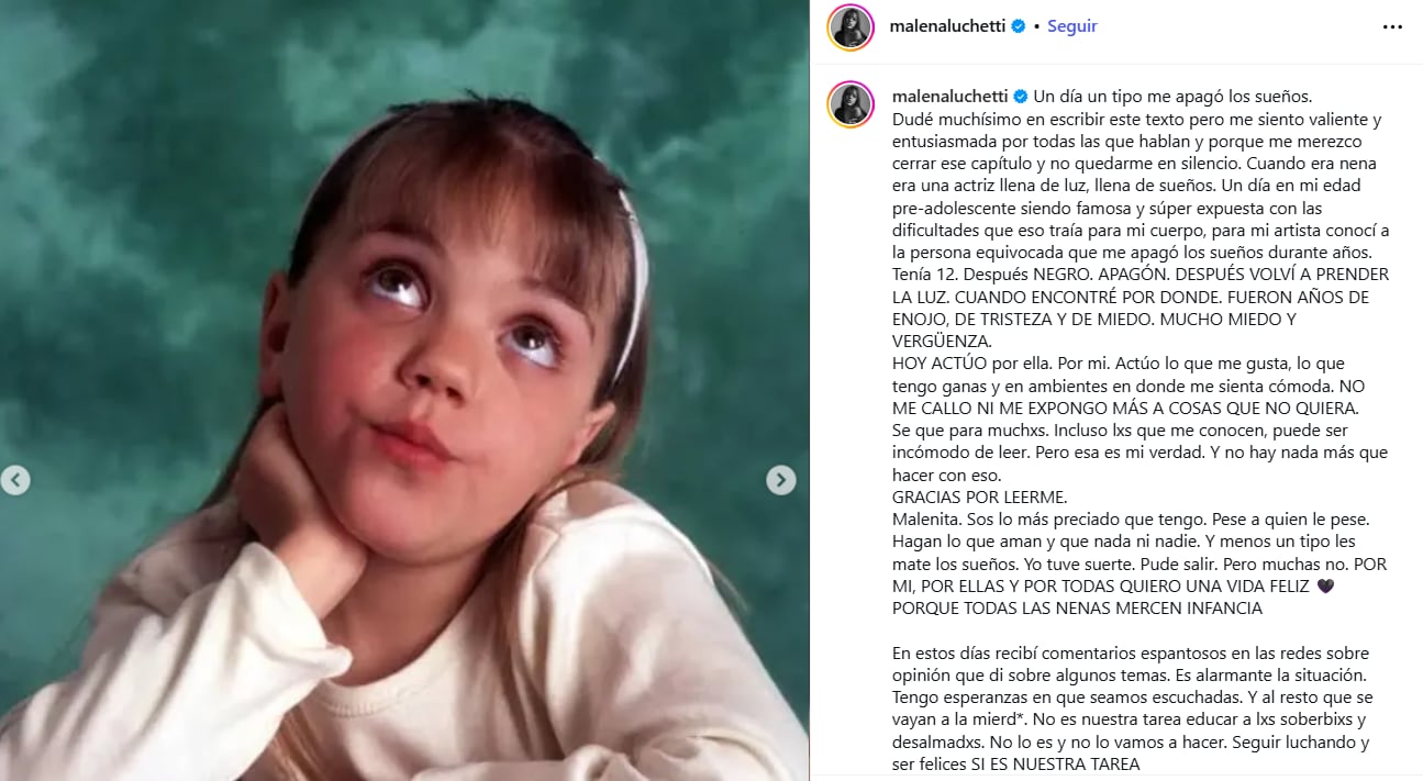 Malena Lucchetti sorprendió con una impactante revelación sobre su adolescencia (Foto: Instagram/@malenaluchetti)