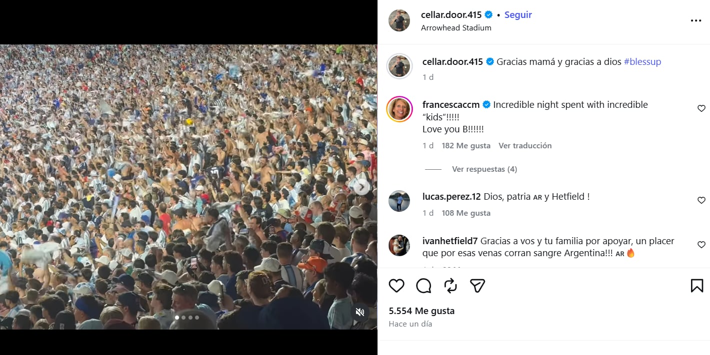 El posteo de Marcella sobre el partido vs Suiza