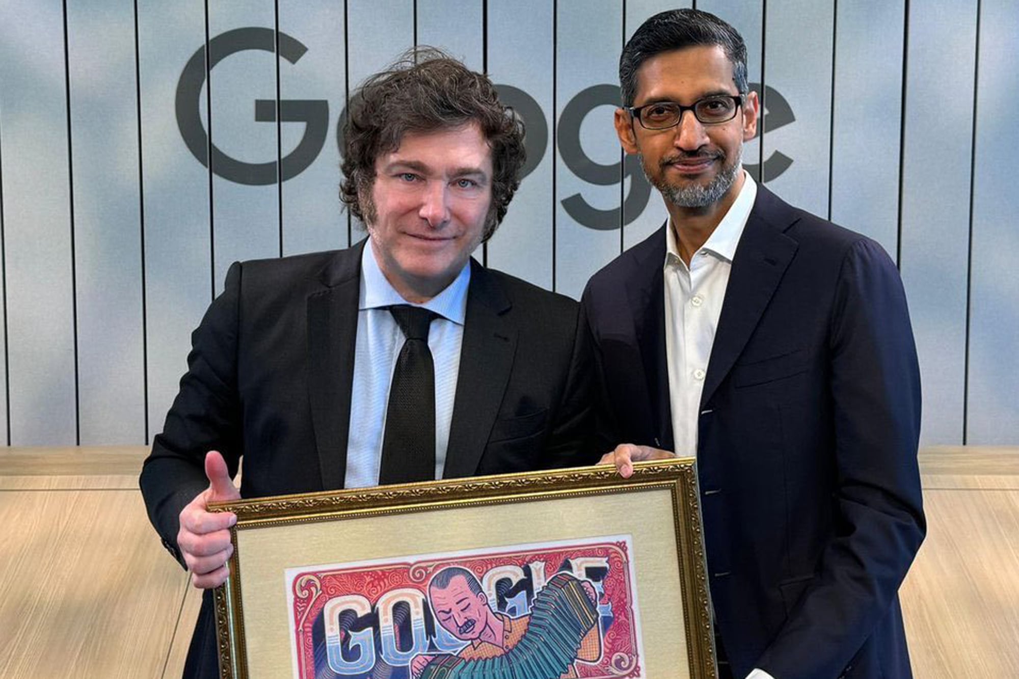 Javier Milei con el CEO de Google, Sundar Pichai