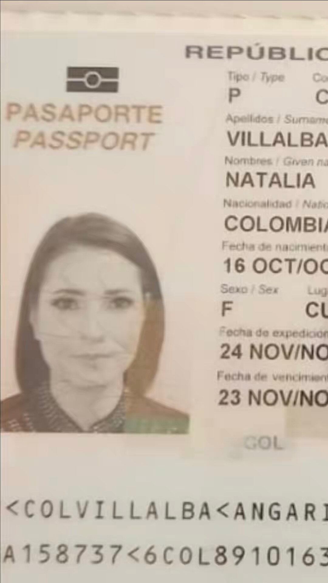 El pasaporte de Natalia Villalba
