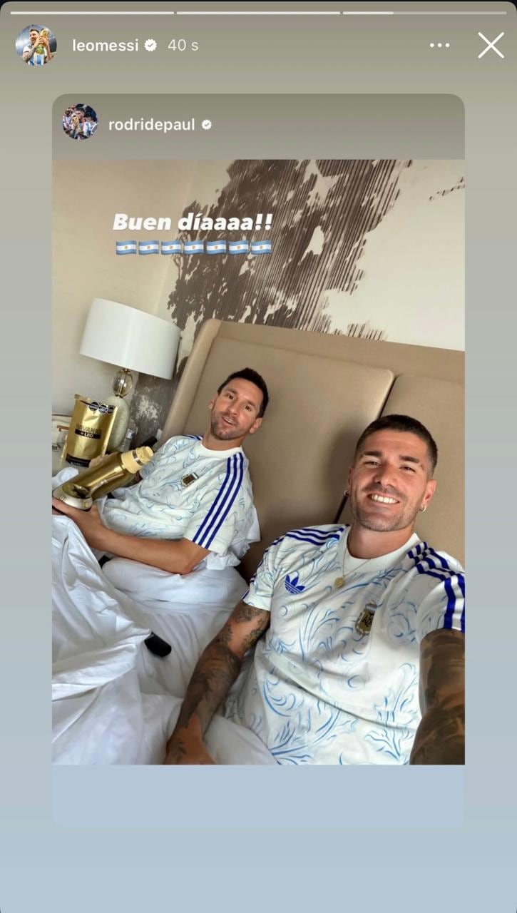 Lionel Messi y Rodrigo De Paul compartieron una foto juntos tras la victoria en la semifinal