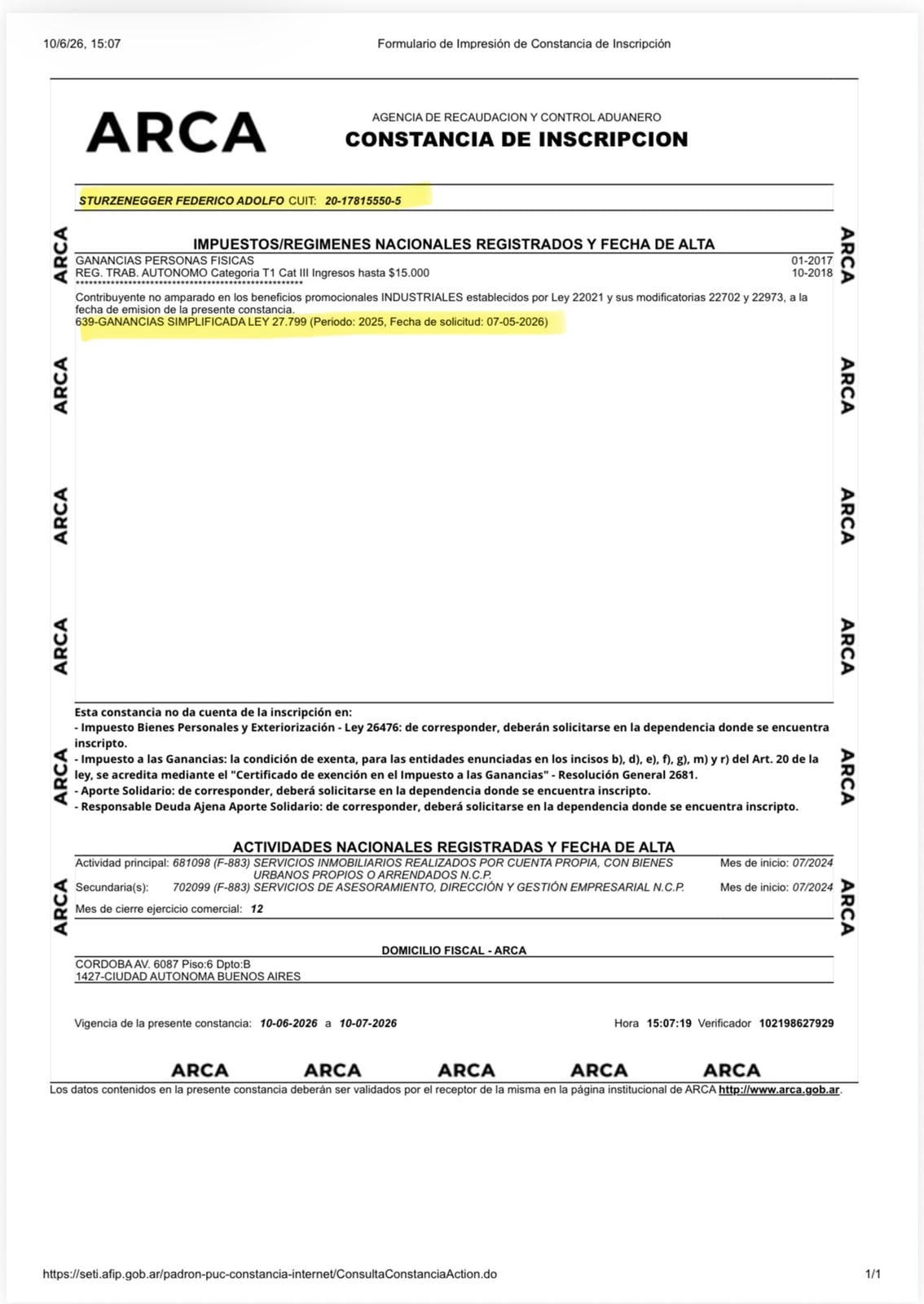 Otros funcionarios también están inscriptos en el Régimen Simplificado, pero el Gobierno dice que no es para blanquear Adhesión al Régimen Simplificado de Ganancias