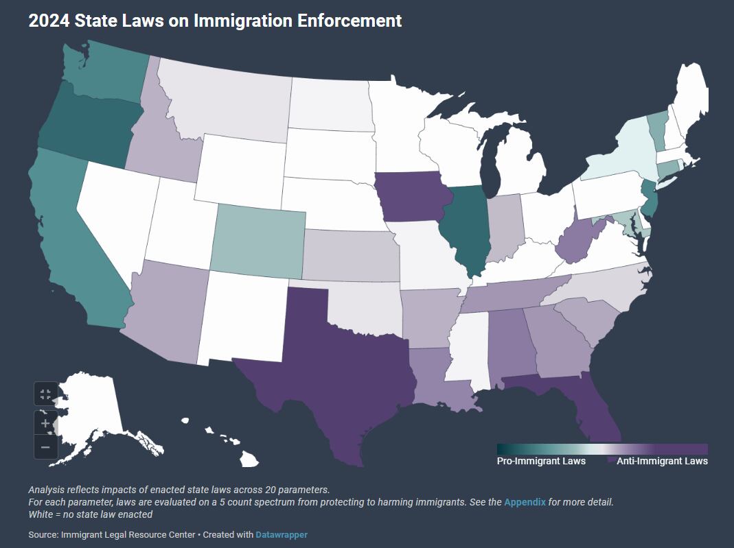 Algunos estados cuentan con leyes más estrictas para los inmigrantes
