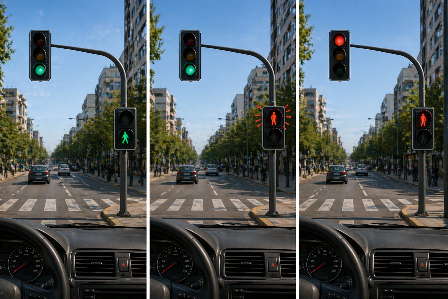 Imagen ilustrativa de la técnica para saber cuándo cambia el semáforo vehicular a rojo