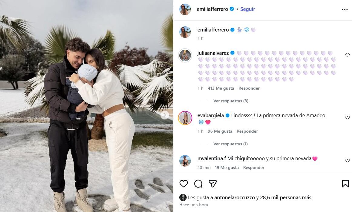 Julián Álvarez disfruta de la nieve con su familia