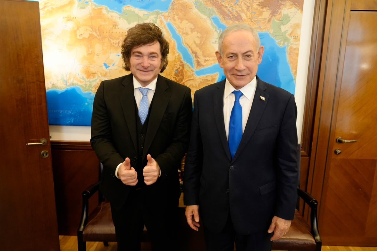 El presidente Javier Milei y el primer ministro de Israel, Benjamin Netanyahu.
