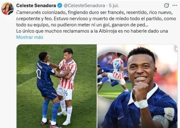 La senadora de Paraguay que publicó comentarios racistas de Mbappé le exigió al futbolista que se disculpe.