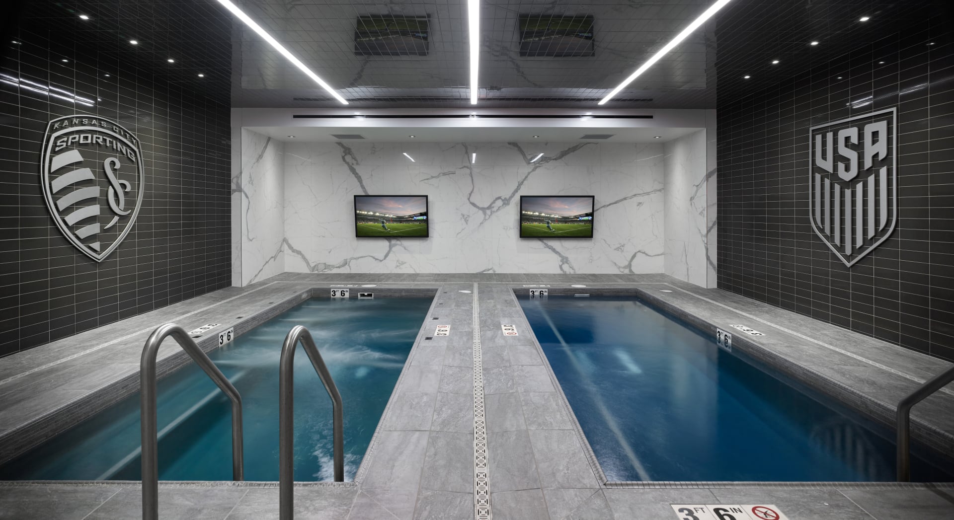 El predio cuenta con varias piletas climatizadas para que los jugadores puedan usarlas después de los entrenamientos