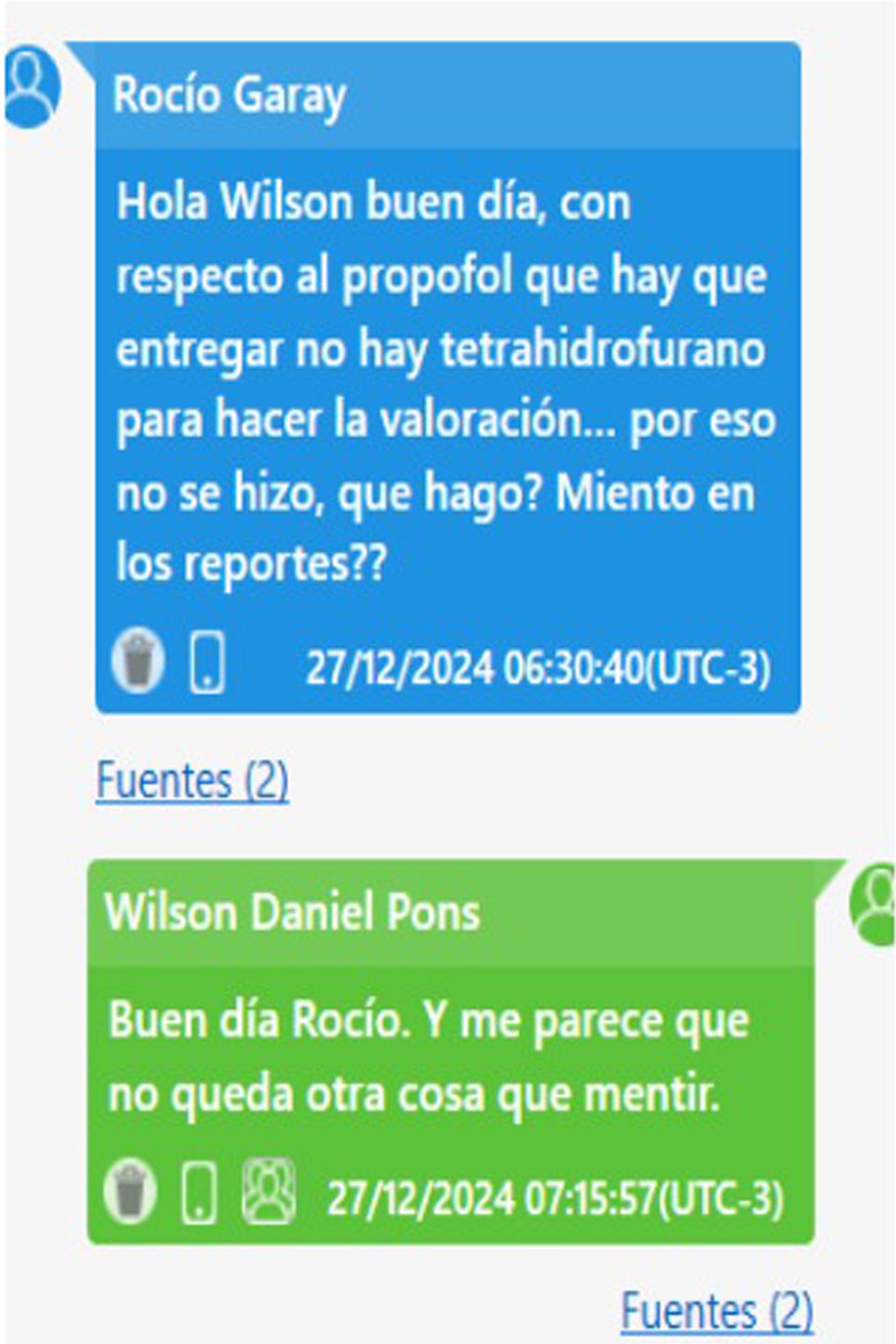 Registros de WhatApp que están en el expediente judicial