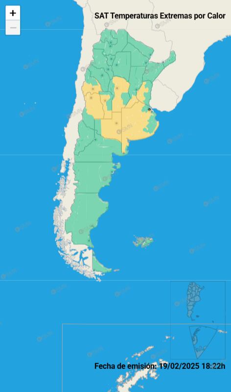 Las alertas amarillas por altas temperaturas para este jueves 20 de febrero