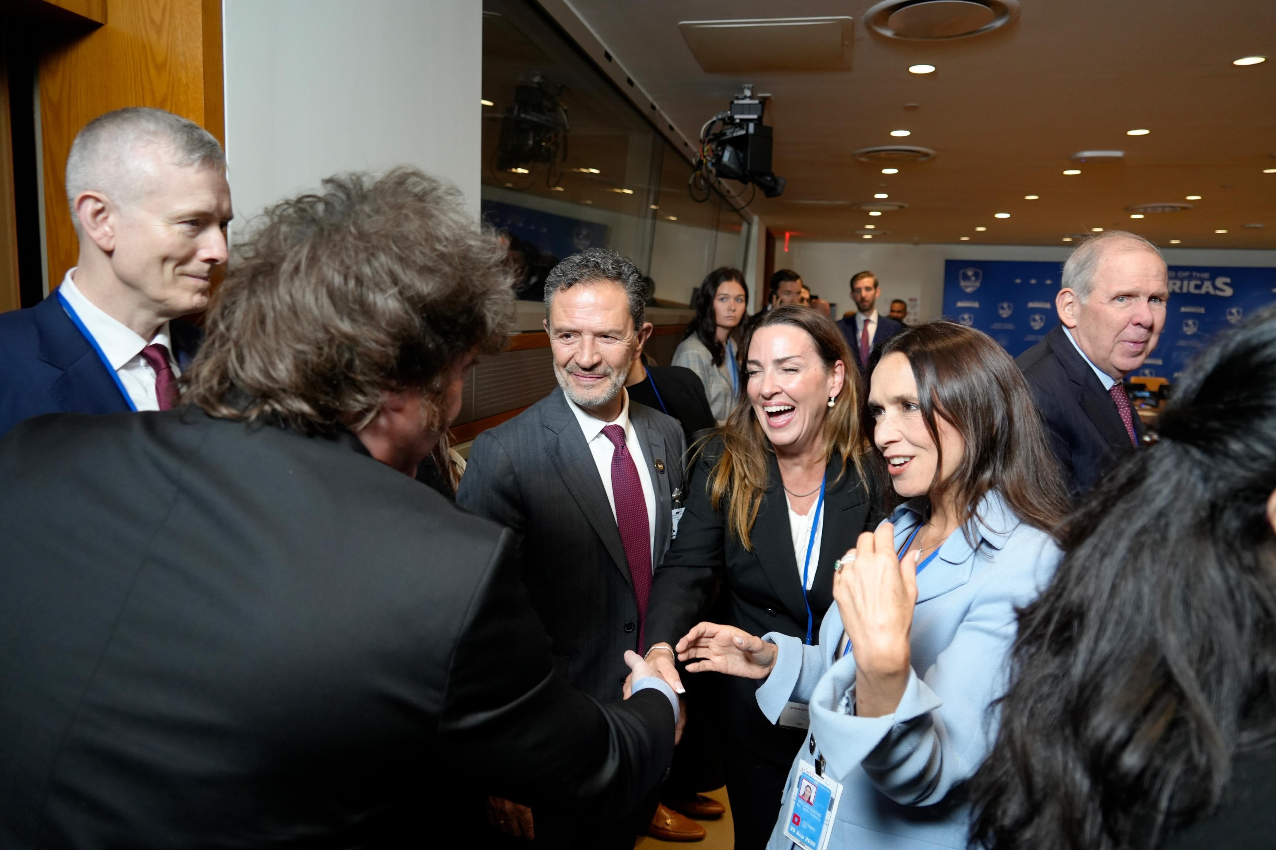 Javier Milei, en la sala donde se desarrolló la sesión del Escudo de las Américas.