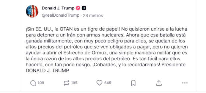 El posteo de Donald Trump