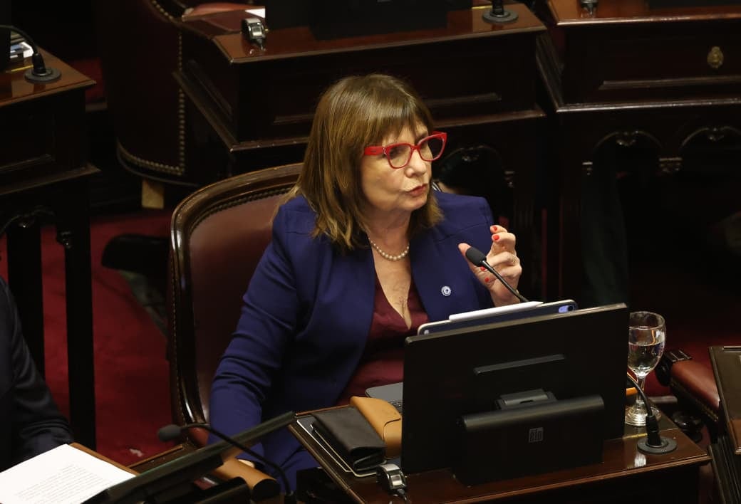 Patricia Bullrich en la sesión en el Senado por los cambios al régimen de Inocencia Fiscal