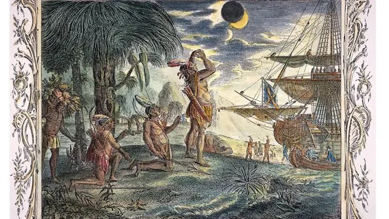Cristóbal Colón usó un almanaque para predecir un eclipse lunar y logró engañar a los habitantes de Jamaica para que ayudaran a su tripulación