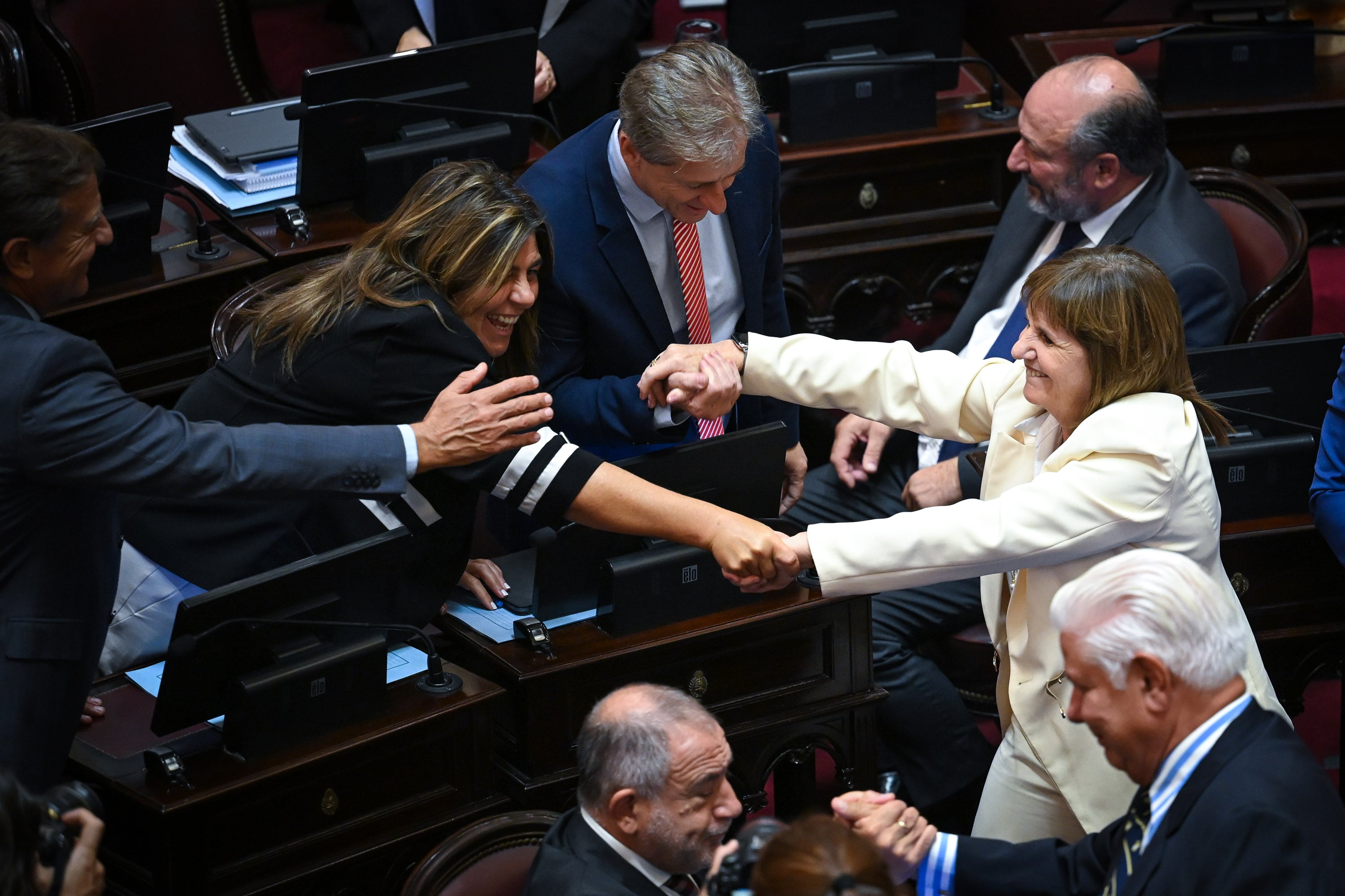 Festejo oficialista tras la votación de la reforma laboral