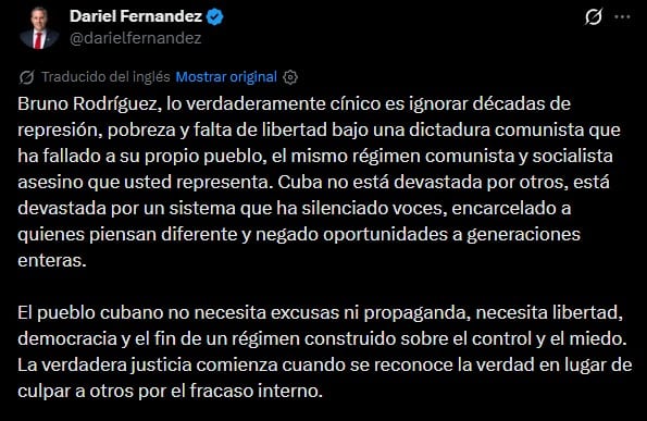 El mensaje de Dariel Fernández en redes sociales