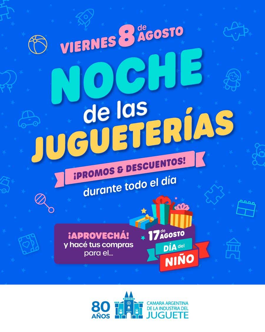 El flyer promocional de la Noche de las Jugueterías 2025