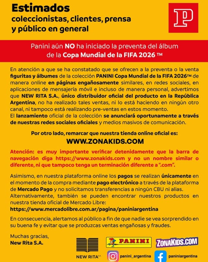 La advertencia de Panini