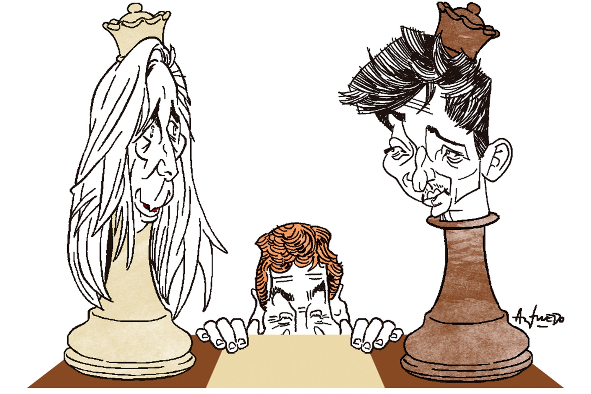Karina Milei, Diego Santilli y Santiago Caputo