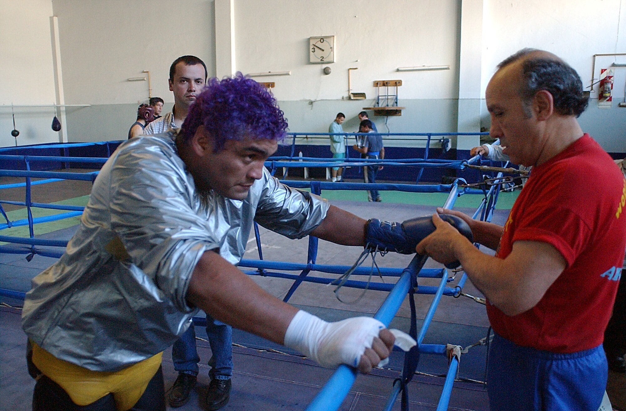 En el gimnasio de la FAB, con el entrenador Coca Andrada