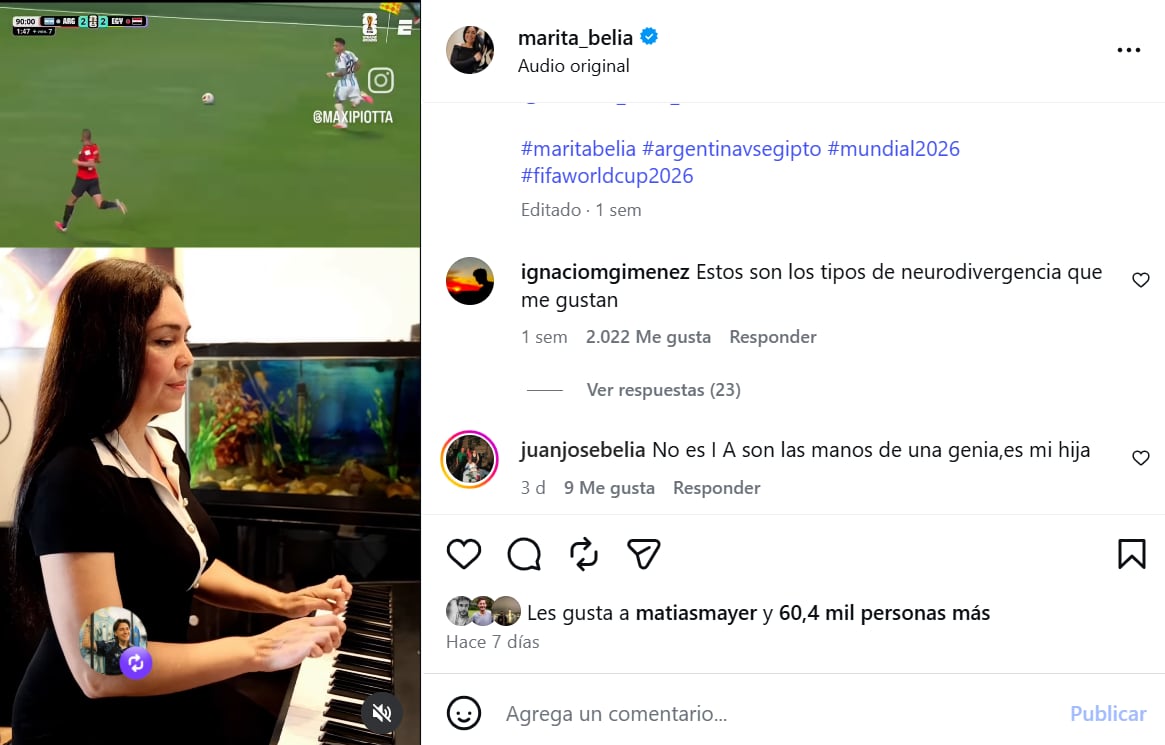 El comentario del padre de Marita para dar apoyo a su hija en todo momento
