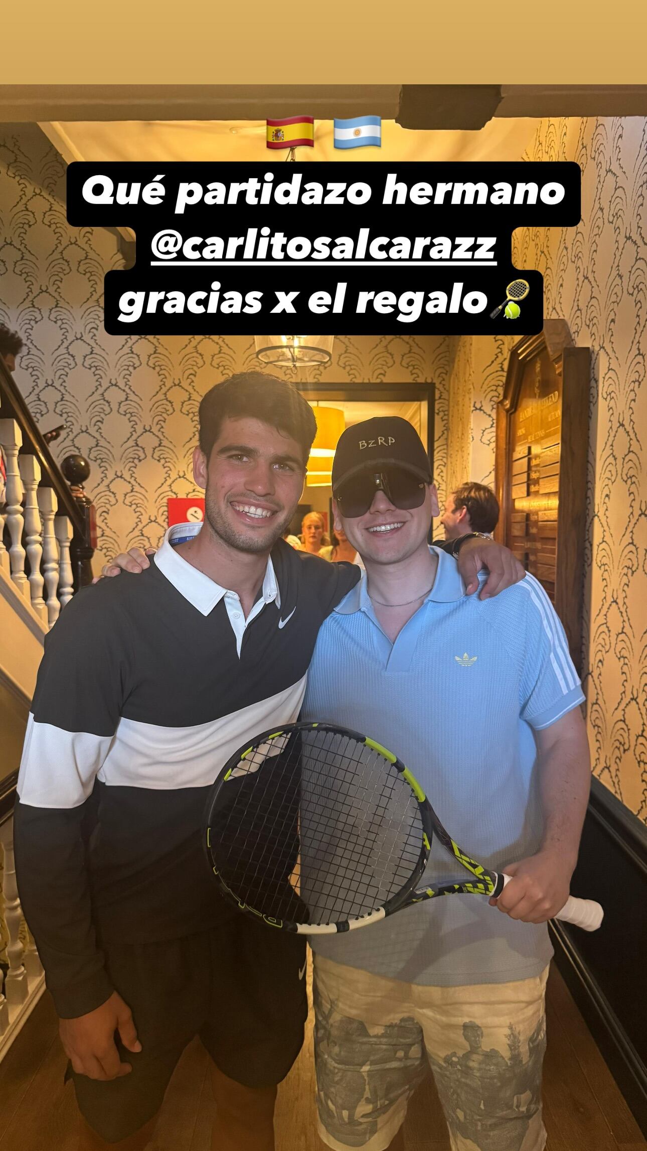 El encuentro entre Bizarrap y Alcaraz tras los octavos de final de Queen's