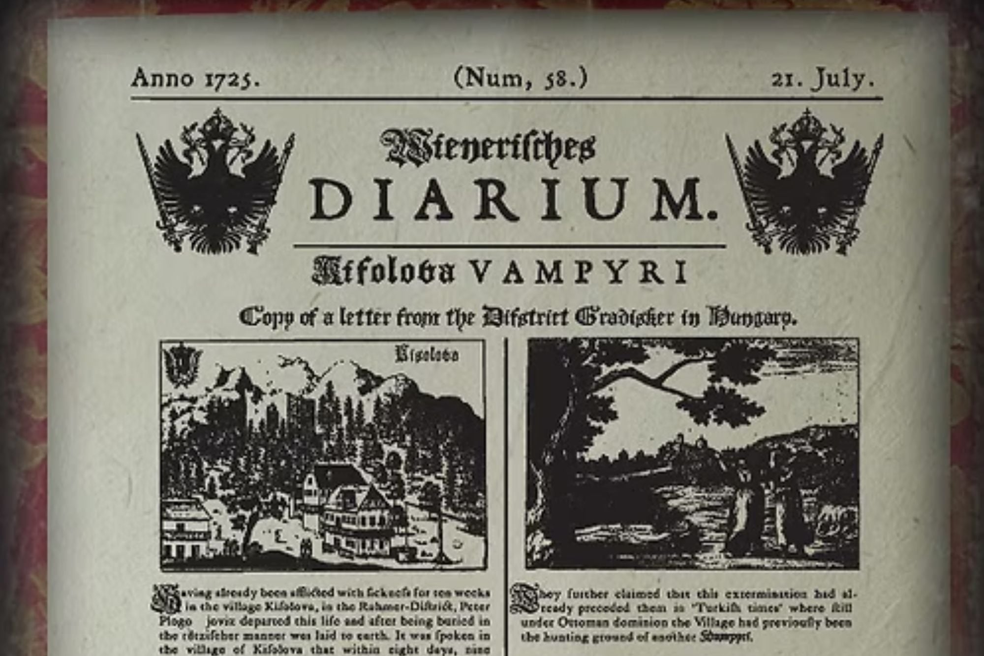 El primer uso en la historia del término “vampiro” está documentado en el Wienerisches Diarium