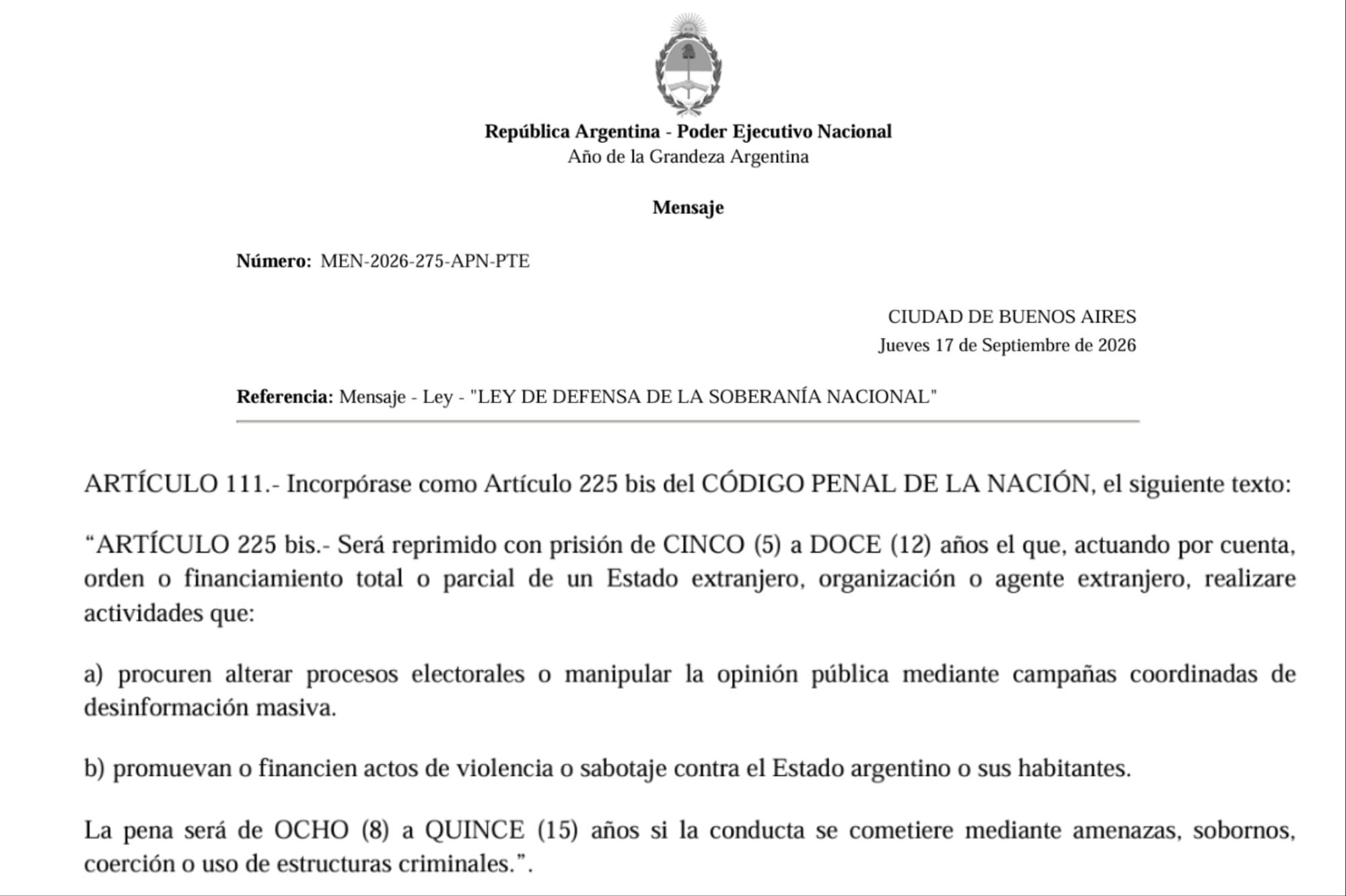 El artículo 111, que ya levanta polémica en el Congreso
