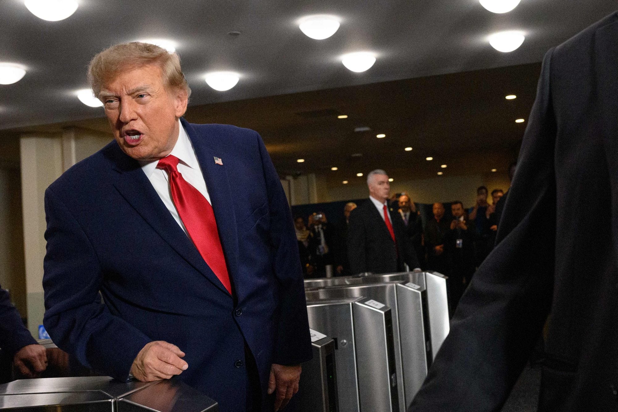 Trump habla con los medios en la Asamblea General de la ONU