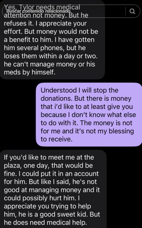 Los mensajes que la tiktoker intercambió con la madre de Tylor Chase