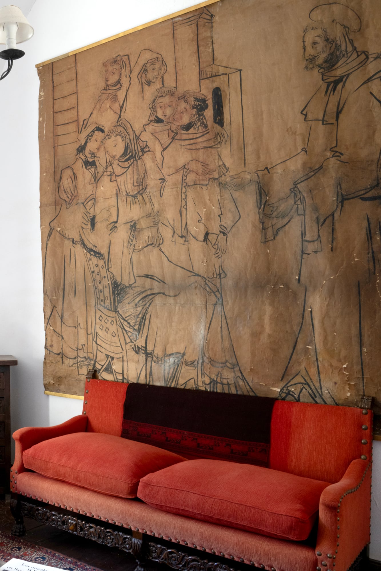 Bosquejo del mural que Soldi pintó en la capilla de Glew, aquí en papel pegado sobre tela