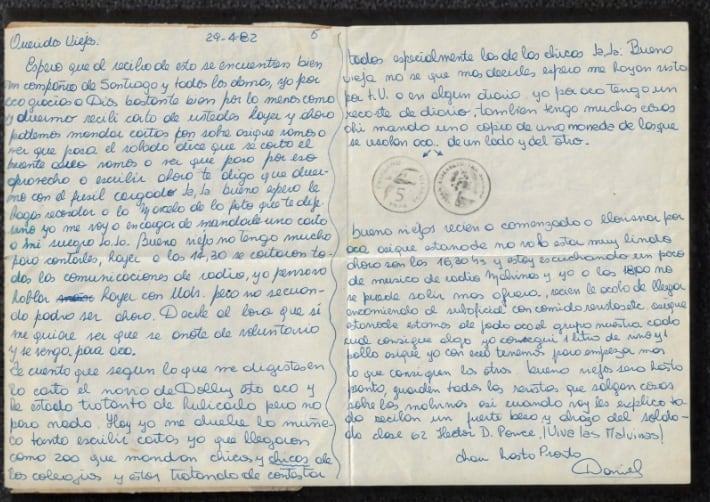 Es veterano de Malvinas y encontró una carta suya que escribió en plena guerra en una subasta