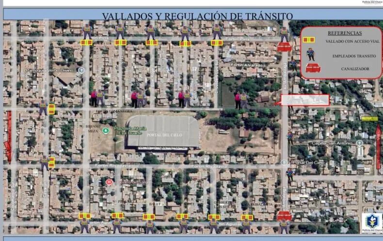 Mapa de cortes en Resistencia por la visita de Milei.
