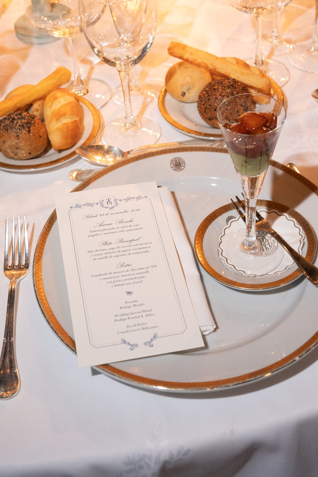 Un detalle del exquisito menú que se sirvió en la fiesta.
