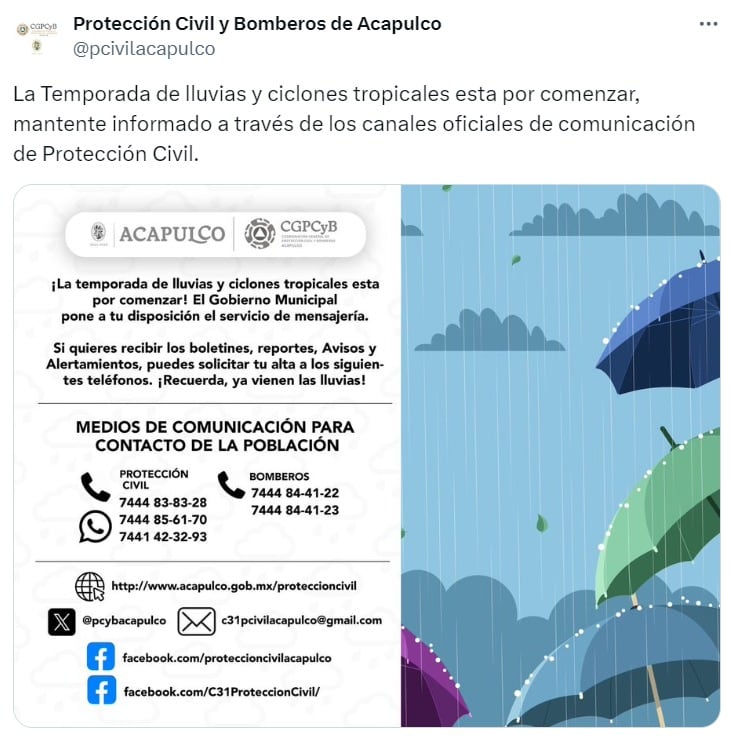 La advertencia de Protección Civil y Bomberos de Acapulco