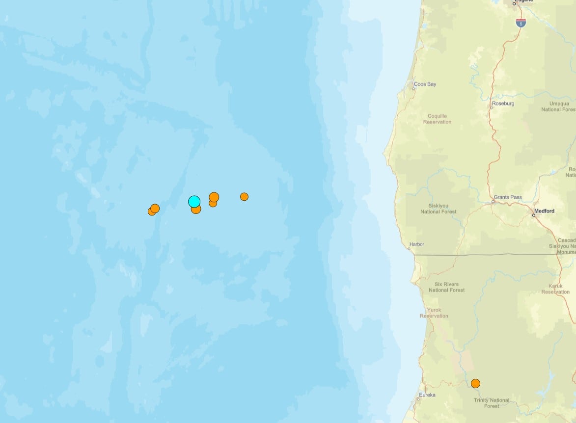 Uno de los temblores más fuertes de las últimas 24 horas en territorio continental estadounidense ocurrió cerca de Port Orford, Oregon