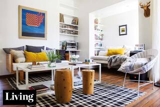 Colores alegres sobre una base neutra en la práctica casa de una pareja joven