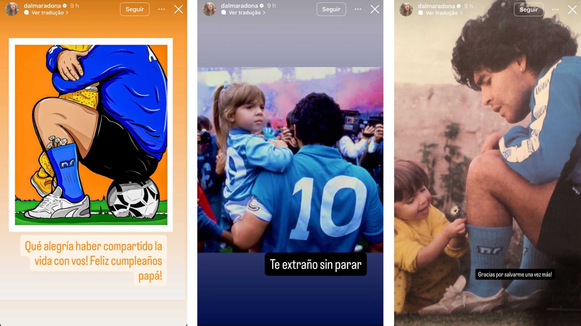 Las historias que publicó Dalma Maradona en Instagram por el cumpleaños de su papá