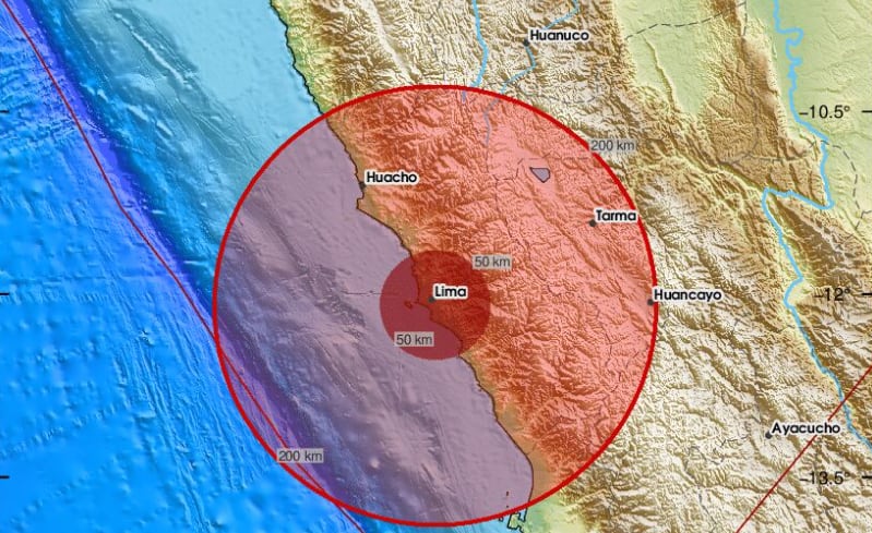 Un sismo de magnitud 6.0 sacudió a Perú en la noche del sábado