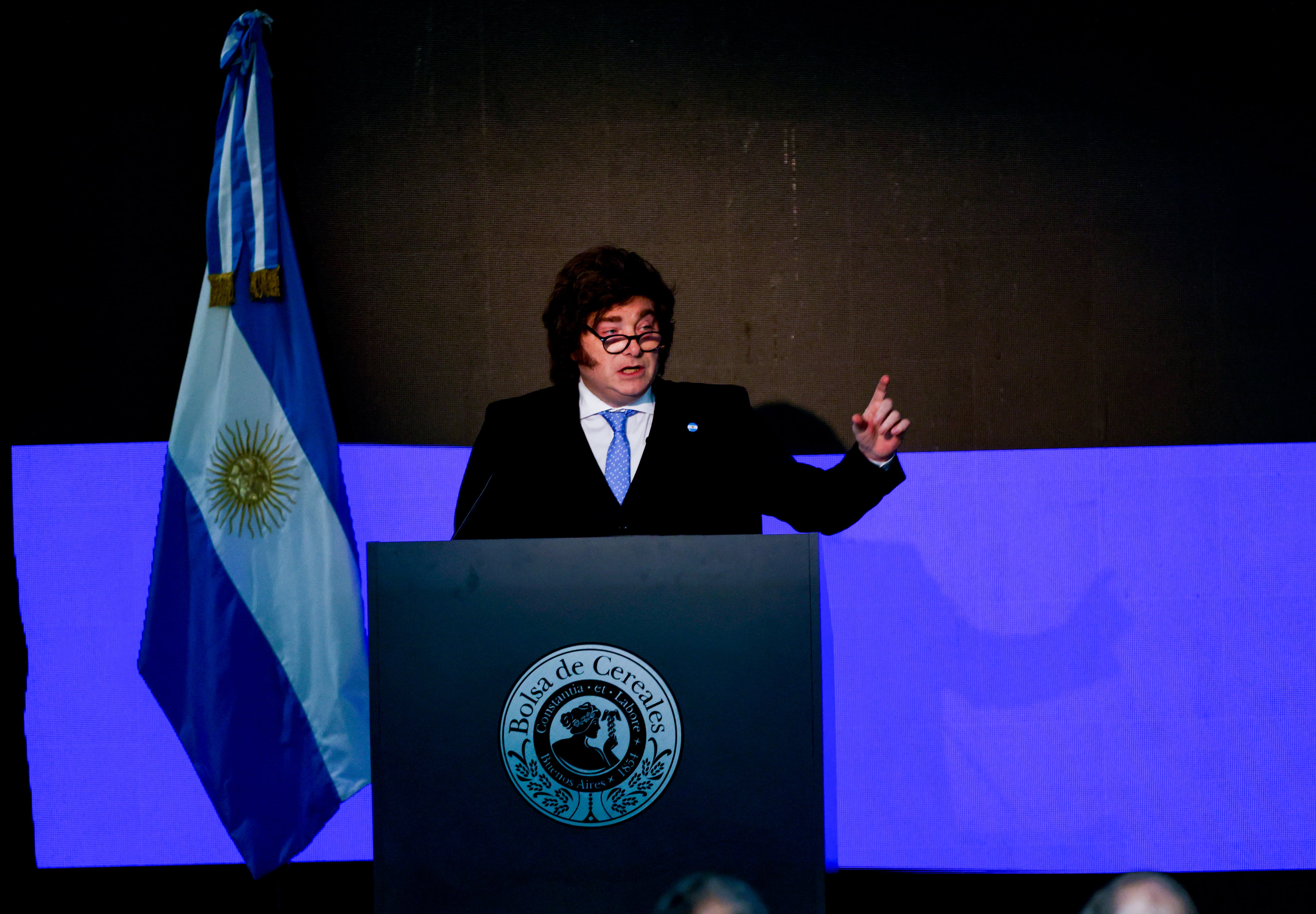 Buenos Aires 21may26. Aniversario de la Bolsa de Cereales de Buenos Aires, con la presencia de Javier Milei.