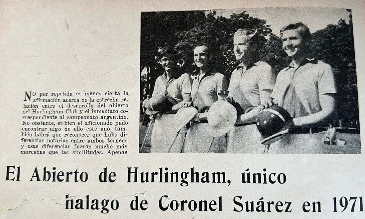 Alberdi jugando por Coronel Suárez, con Alberto Heguy y los hermanos Juancarlitos y Alfredo Harriott. Le tocó reemplazar a Horacio Heguy