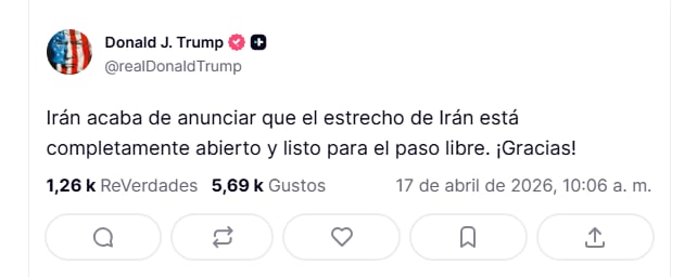 Posteo de Trump