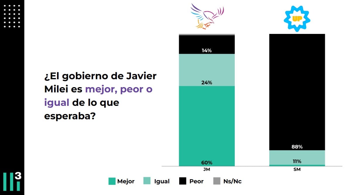 Encuesta sobre la opinión del gobierno de Milei respecto a cómo se lo esperaba