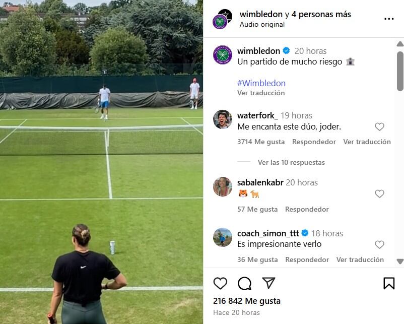 La cuenta de Wimbledon se hizo eco del desafío entre Djokovic y Sabalenka