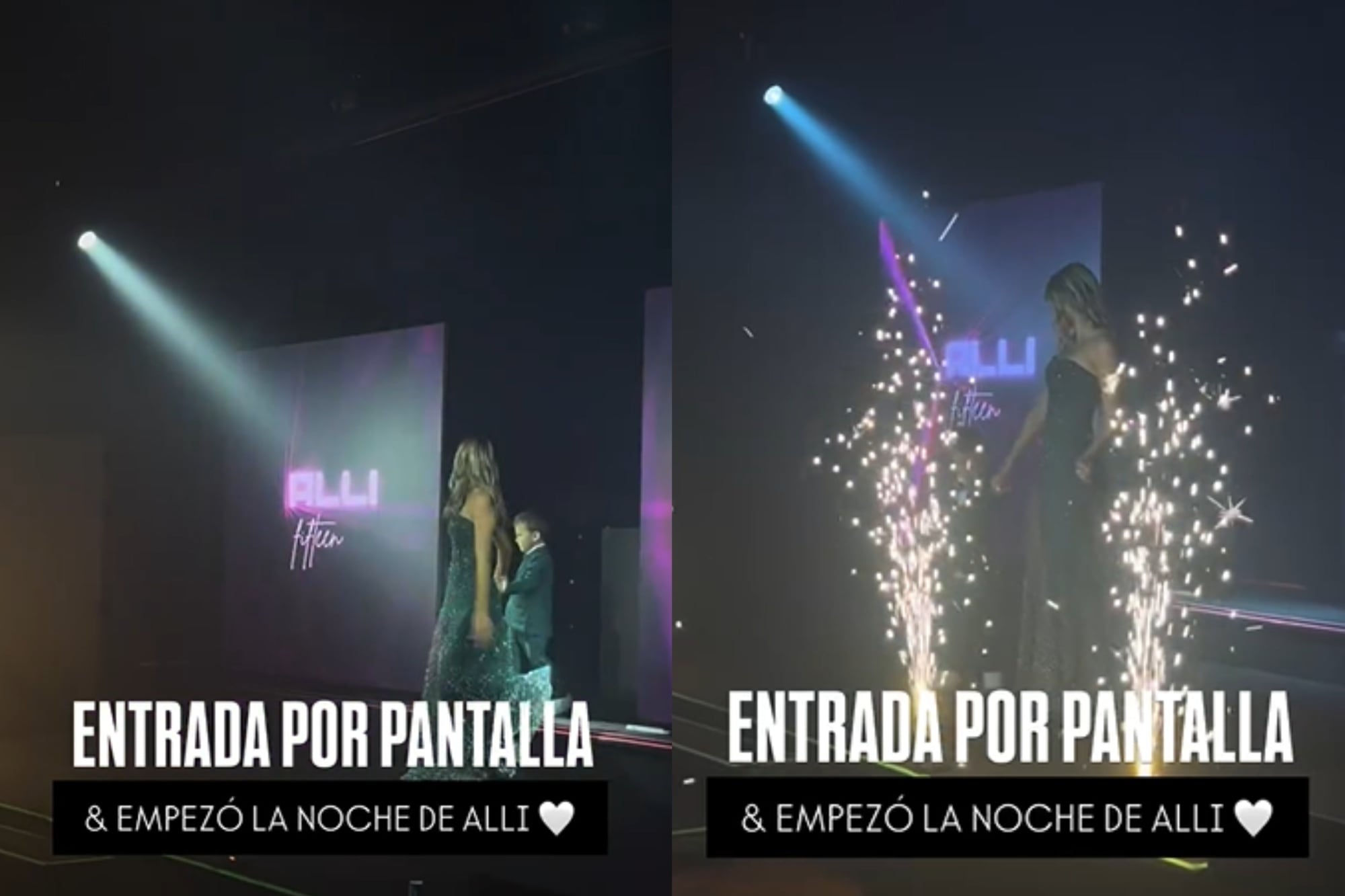 Así fue la entrada de Allegra Cubero a su fiesta acompañada por su hermano Luca (Foto: Captura de video / Instagram @altosdeolivos)