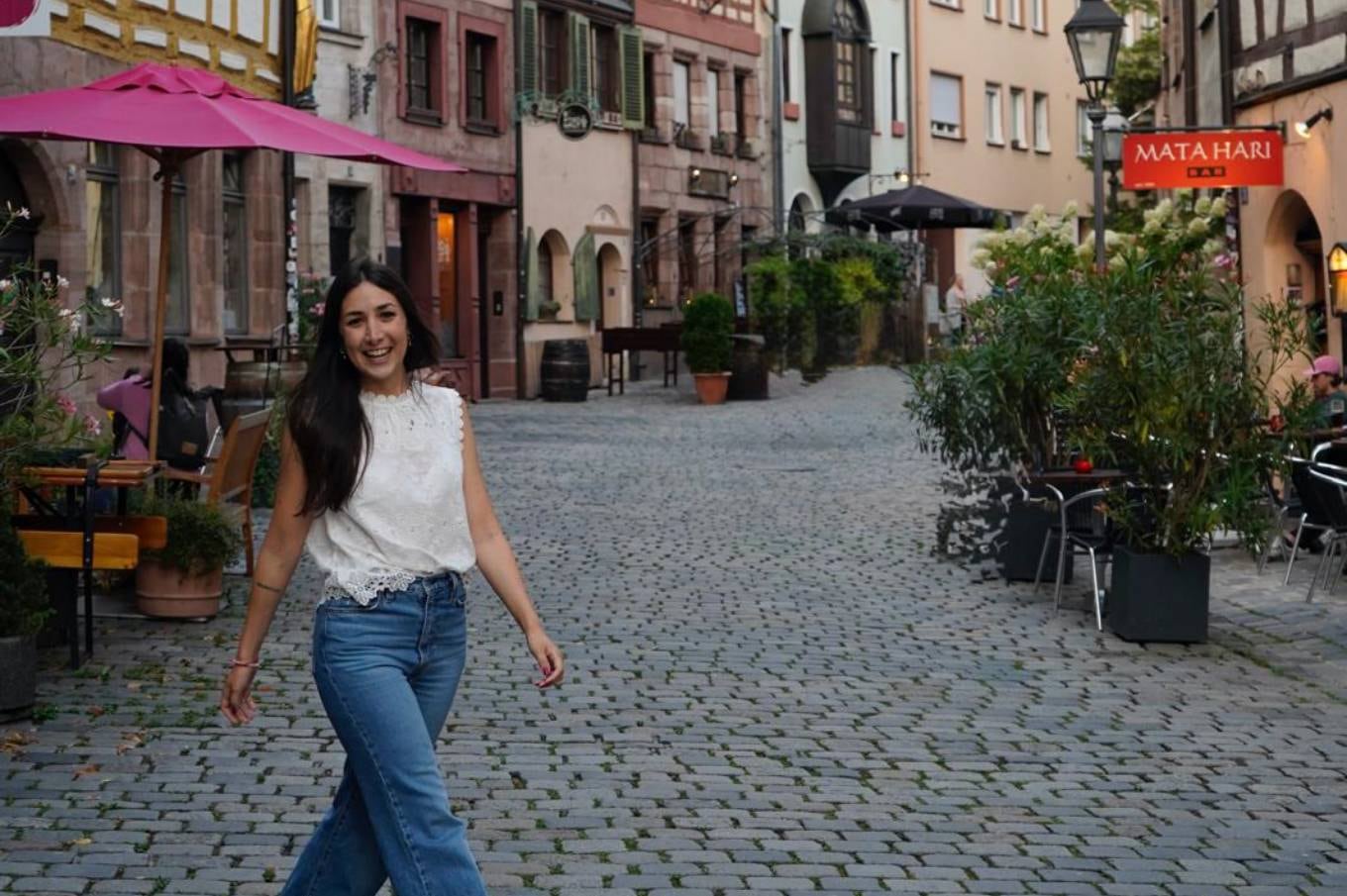 Carolina en las calles de Núremberg.