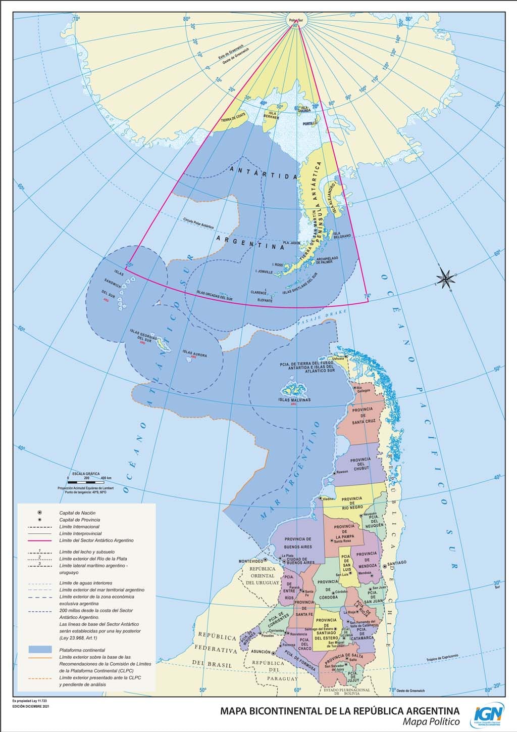Mapa bicontinental argentino invertido