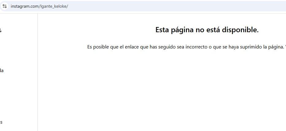 La cuenta de Instagram de L-Gante no está disponible y desconcertó a sus seguidores